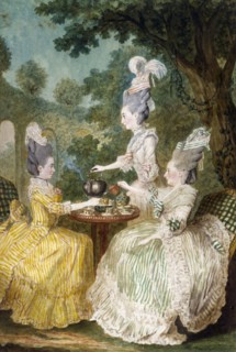 Marquise de Montesson, Marquise du Crest and Comtesse de Damas drinking Tea in Garden, 1773.