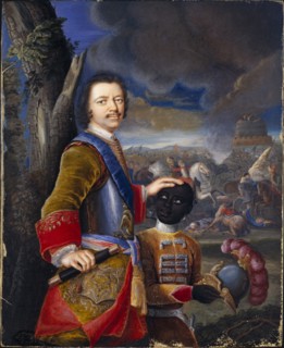 Peter the Great with his page Abraham Hannibal, ca 1720.