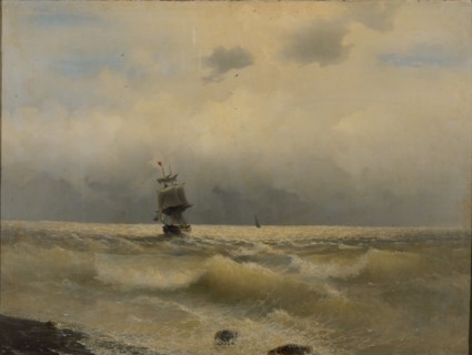 Ship off the coast, First half of the 19th century.
