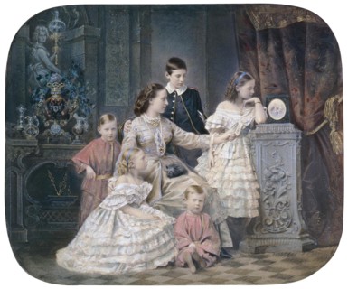 Portrait of Grand Duchess Alexandra Iosifovna of Saxe-Altenburg (1830-1911) with children.