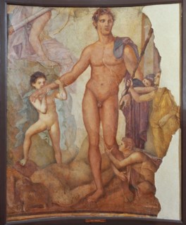Theseus the Liberator. Ancient Roman fresco from Herculaneum Basilica.