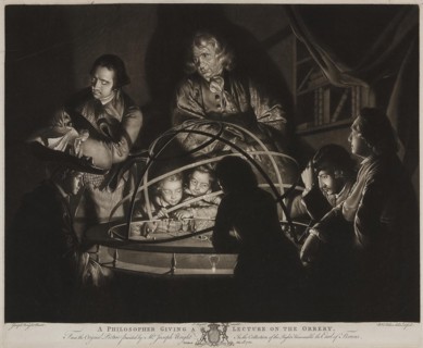 A Philosopher giving a Lecture on the Orrery in which a lamp is put in place of the Sun.