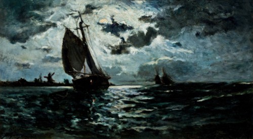 Sailing Ship in the Moonlight.