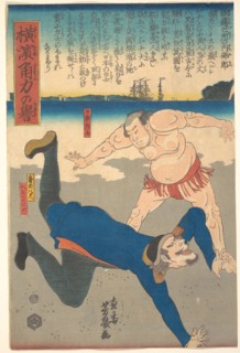 Sumo Wrestler Tossing a Foreigner.