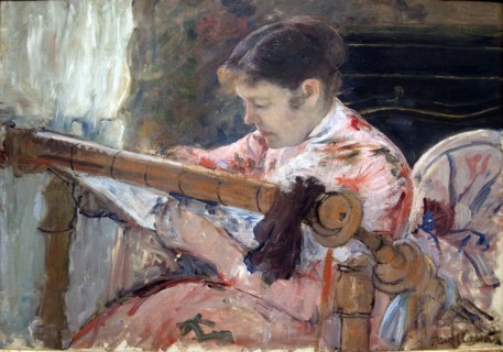 Lydia at a Tapestry.