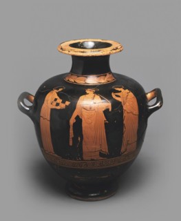 Hydria (Kalpis) with a Depiction of a Scene in Gynaeceum. Attic pottery.