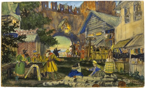 Stage design for the theatre play The Voyevoda (A Dream on the Volga) by Alexander Ostrovsky.