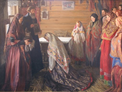 The old rite of blessing the bride in Murom.