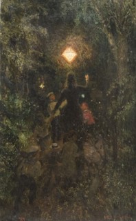 Walk with paper lamp.