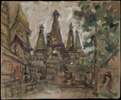 Stage design for the opera The Tsar's Bride by N. Rimsky-Korsakov.