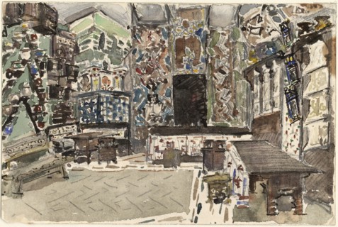 Stage design for the opera The Tsar's Bride by N. Rimsky-Korsakov.
