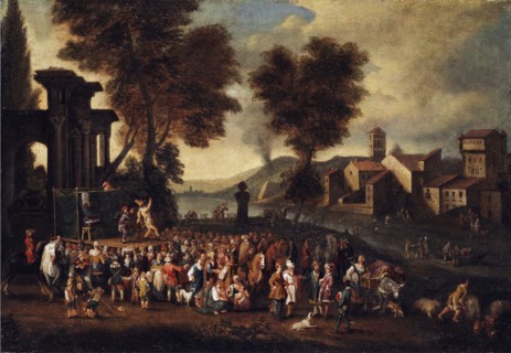 Commedia dell'arte Scene in an Italian Landscape.
