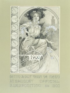 Official Banquet of the Paris International Exhibition 1900. Design for the menu.