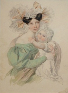 Portrait of Maria Trofimovna Pashkova (1819-1892), née Countess von Baranov, with daughter Alexandra