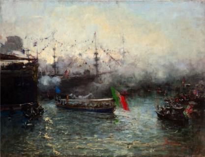 Arrival of the Lancia Reale to the Columbus festival in Genoa.