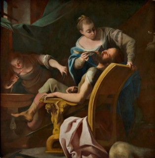 Dionysius, tyrant of Syracuse and his daughters removing his beard.
