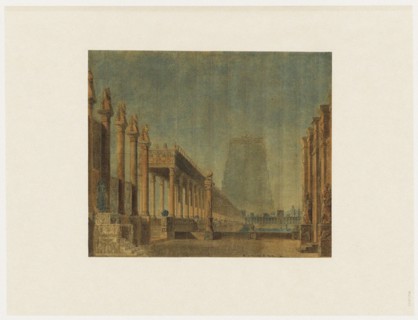 Set design for opera Les Mystères d'Isis by Wolfgang Amadeus Mozart.