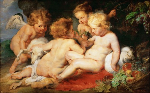 Christ and John the Baptist as Children with two angels.