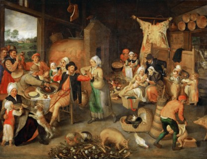 Peasant parlour with noble visitors.