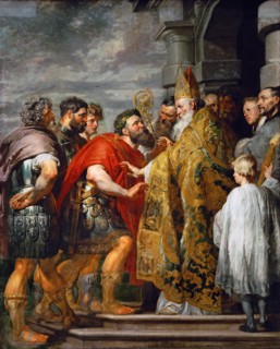 Saint Ambrose and Emperor Theodosius I.