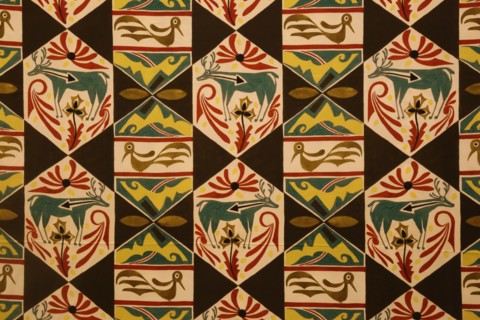 Textile design with American Indian motifs, ca 1923.