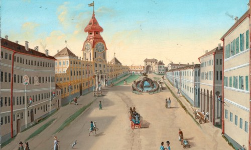 The Mirabell Square in Salzburg (Detail), ca 1810-1815.