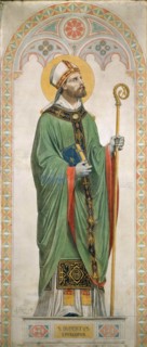 Saint Rupert of Salzburg. Cardboard for the windows of the Chapel of St. Ferdinand, 1842.