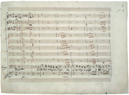 The autograph manuscript: The Magic Flute. Act I aria This portrait is enchantingly beautiful...,