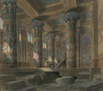 Set design for opera Aida by Giuseppe Verdi. Paris, Théâtre national de l'Opéra, 1880.