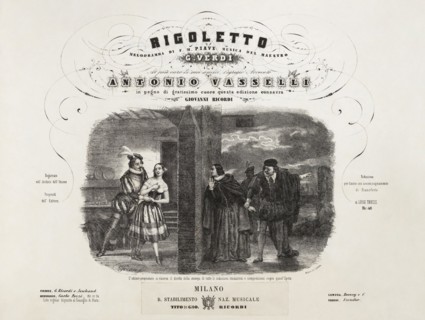 Cover of the first edition of the vocal score of opera Rigoletto by Giuseppe Verdi, 1852.