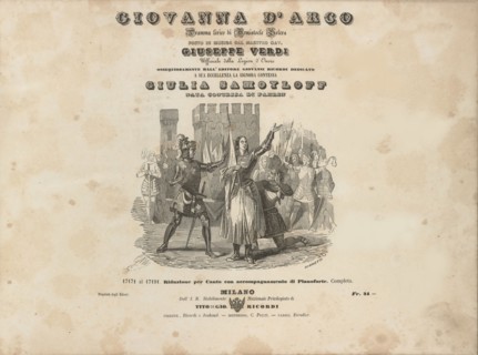 Cover of the first edition of the vocal score of opera Giovanna d'Arco by Giuseppe Verdi, c. 1846.