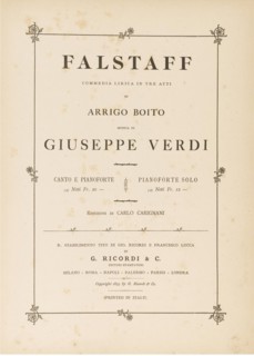 Opera Falstaff: first edition of the original version, 1893.