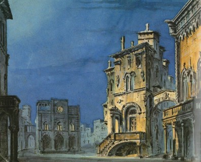Set design for opera Simon Boccanegra by Giuseppe Verdi, 1881.