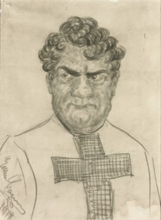 Self-caricature in the role of Don Alvaro in Opera La forza del destino by Giuseppe Verdi, 1918.