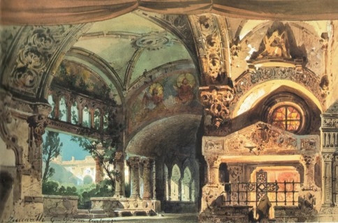 Set design for the Opera Don Carlos by Giuseppe Verdi. Milano, Teatro alla Scala, 1.10.1884, 1884.