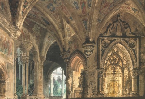 Set design for the Opera Don Carlos by Giuseppe Verdi. Milano, Teatro alla Scala, 1878.