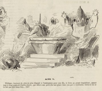 Caricature to the Opera Don Carlos by Giuseppe Verdi. Paris, Théâtre de l'Opéra-Le Peletier, 11.03.1