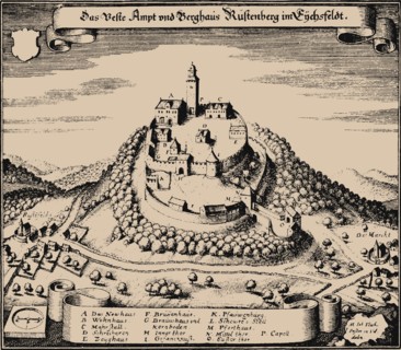 Rusteberg castle. Topographia Sueaviae, 1643.