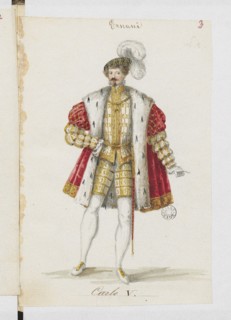 Don Carlos. Costume design for the opera Ernani by Giuseppe Verdi, 1845.