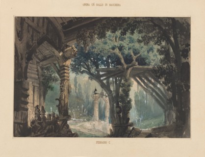 Set design for opera Un ballo in maschera by Giuseppe Verdi.