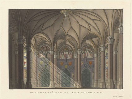 Stage design for the tragedy Don Carlos by Friedrich Schiller, 1824.