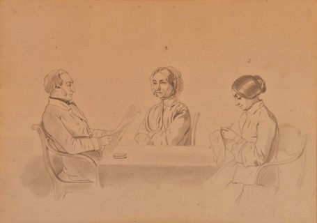 Apollon Ivanovich Sytin (1795-1862) with his wife Louise and her sister, 1854.