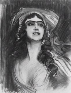 Portrait of the Ballet dancer Tamara Karsavina (1885-1978) as Thamar in the ballet Thamar by M.A. Ba
