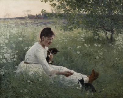 Girl with cats in a summer landscape, 1892.