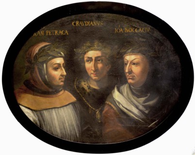 Francesco Petrarca, Claudius Claudian and Giovanni Boccaccio, 16th century.