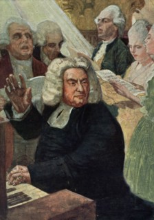 Johann Sebastian Bach at the organ.
