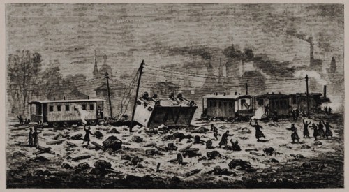 An explosion that destroyed the Tsar's Alexander II  freight car, November 1979, 1880.