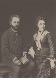 The composer Pyotr Ilyich Tchaikovsky (1840-1893) with his wife Antonina Miliukova, 1877.