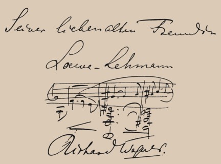 Musical quotation dedicated to the opera singer Lilli Lehmann (1848-1929).