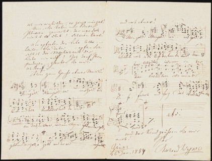 Letter to Carolyne Sayn-Wittgenstein including the closing measures of Das Rheingold, 1854.